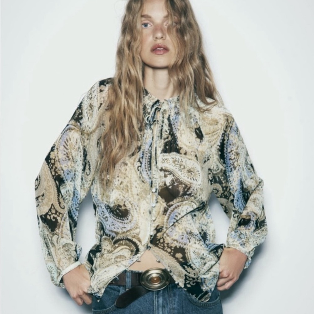 Zara PAISLEY PRINTED BLOUSE